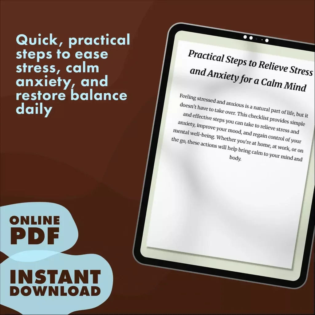 Practical Steps to Relieve Stress and Anxiety for a Calm Mind | Digital Download eBook Guide for Relaxation, Mindfulness, Self-Care, and Anxiety Relief
