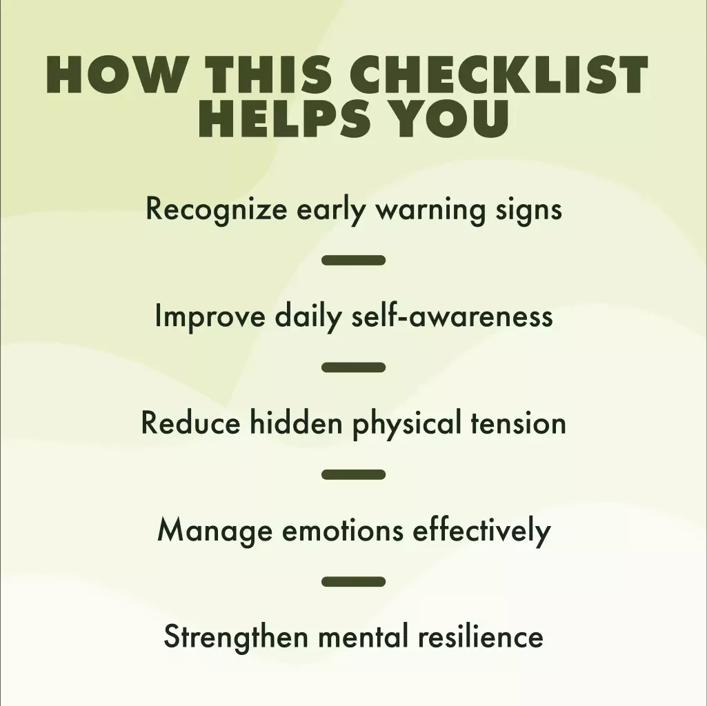 Recognizing Stress and Anxiety Symptoms Checklist | Printable Mental Health Self-Care Guide | Digital Download