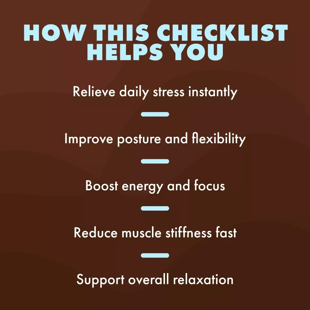 Stress-Relieving Stretches Checklist | Digital Download Printable Wellness Guide for Daily Relaxation, Flexibility & Tension Relief