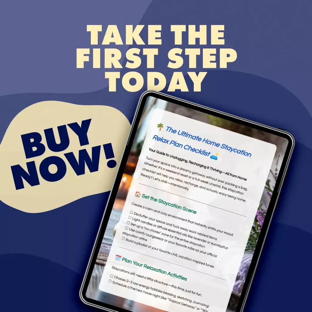 The Ultimate Home Staycation Relax Plan Checklist | Digital Download Guide for At-Home Unwinding, Self-Care, and Relaxation