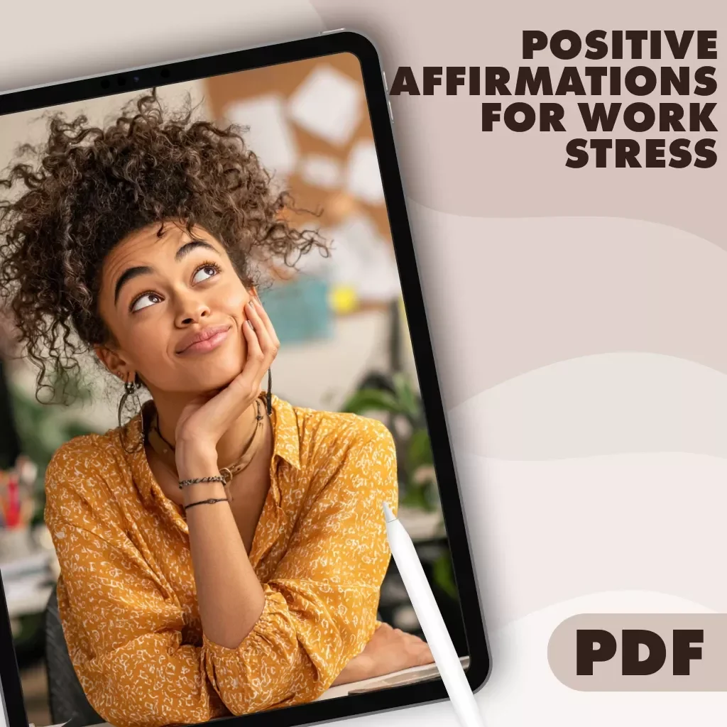 Positive Affirmations for Work Stress Checklist | Printable Digital Download | Stress Relief Guide for Professionals