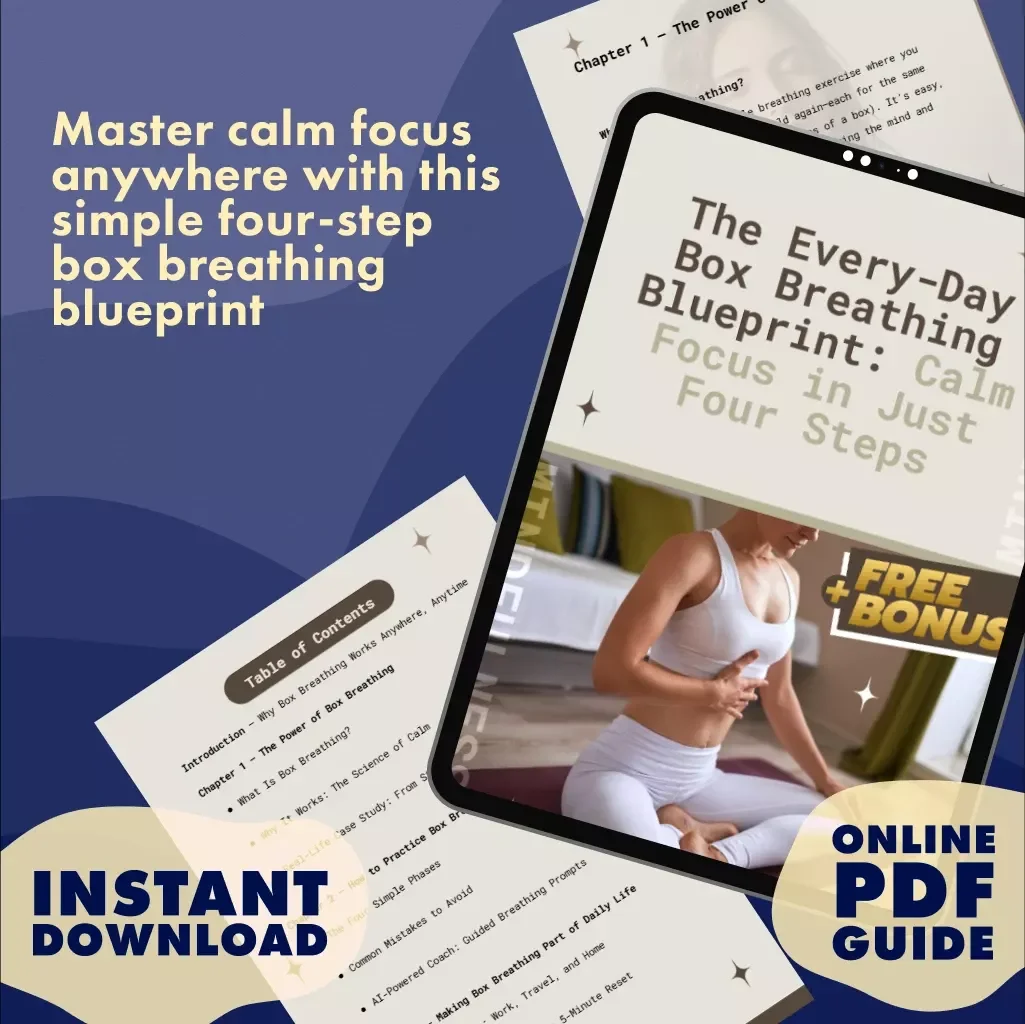 The Every-Day Box Breathing Blueprint: Calm Focus in Just Four Steps | Stress Relief Guide, Digital Download, eBook, Checklist