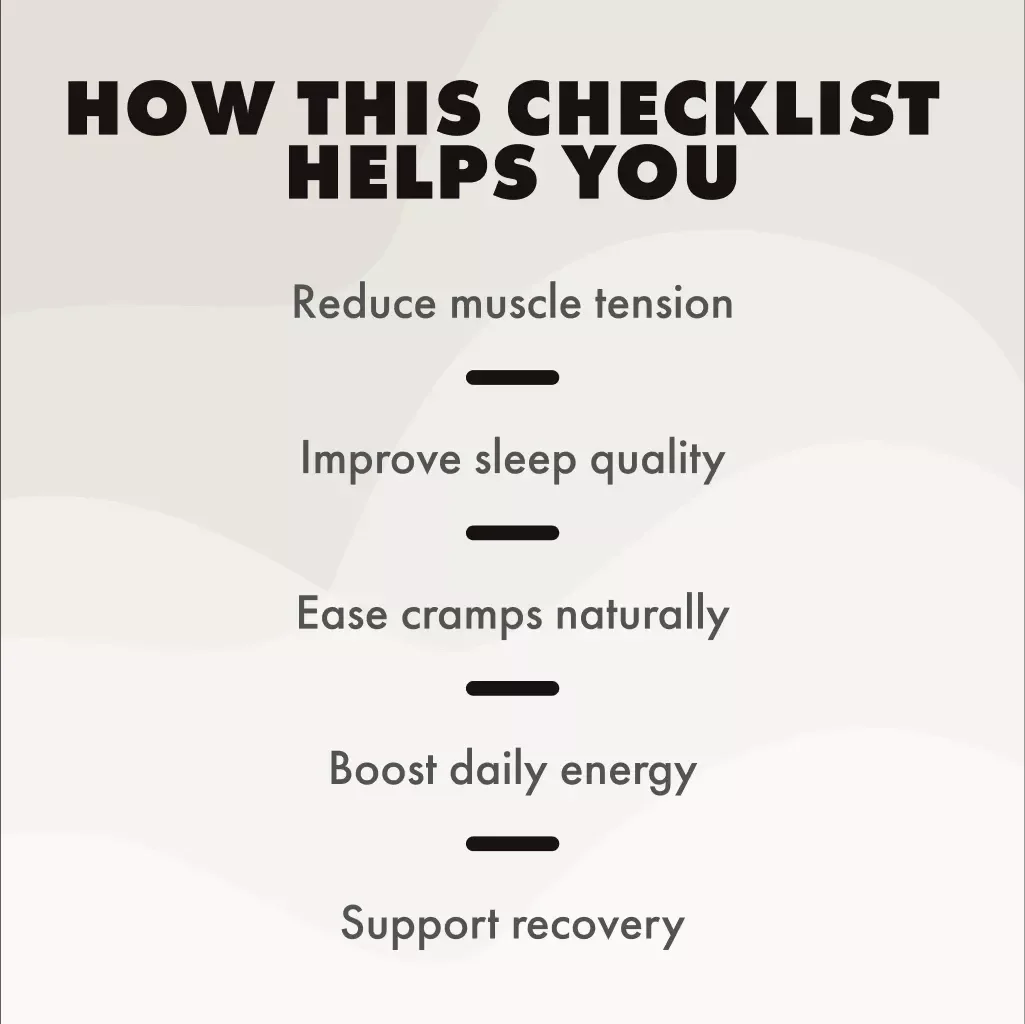 The Magnesium Muscle Relaxation Checklist | Digital Download for Stress Relief, Sleep Support & Wellness | eBook, Guide & Printable PDF