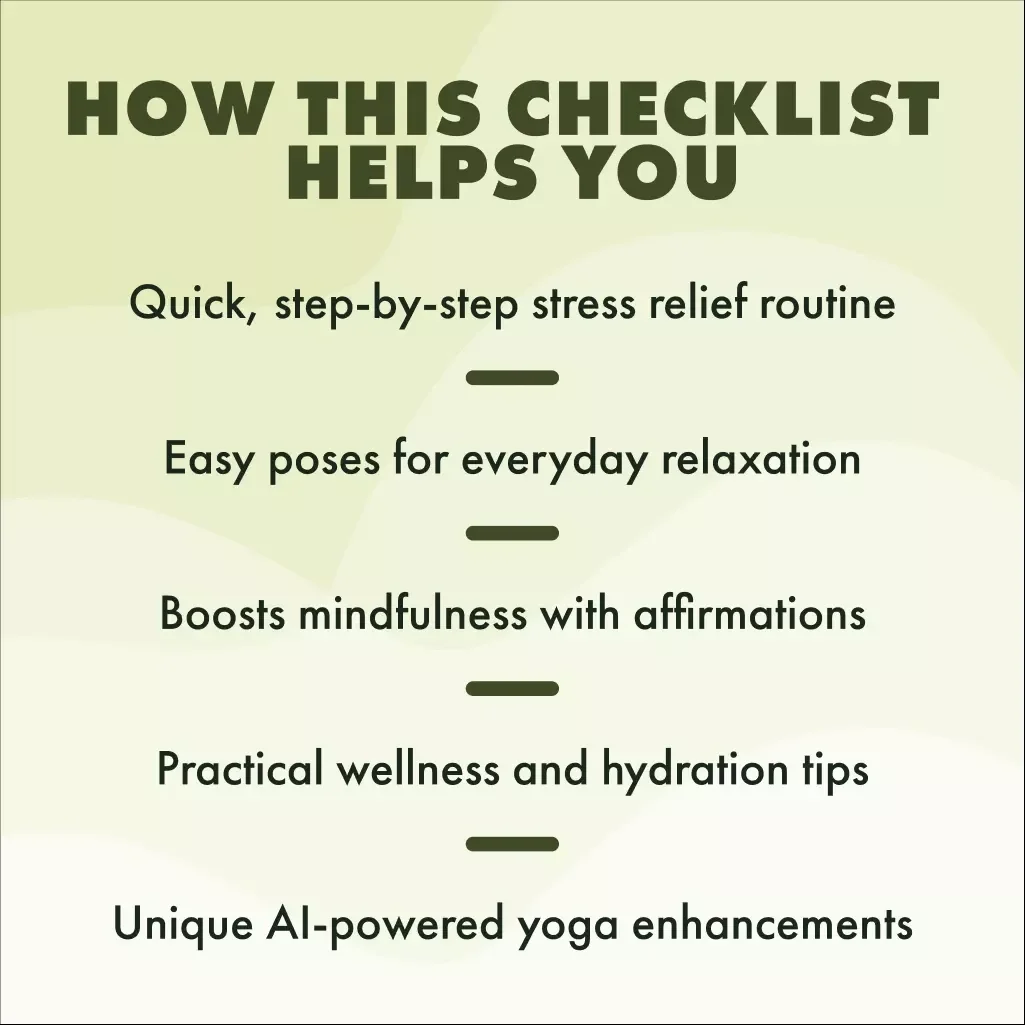 Ultimate Yoga Checklist for Stress Relief: Your Path to Calm and Clarity | Digital Download Guide, eBook & Printable for Relaxation, Mindfulness, and Wellness