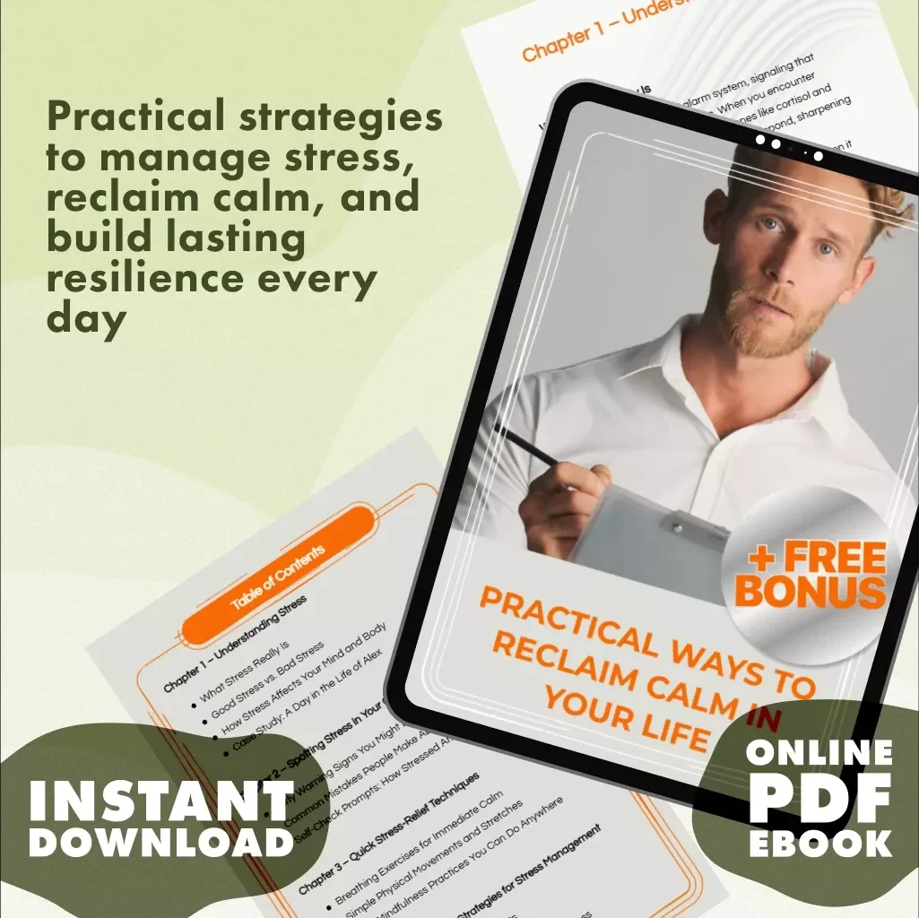 Practical Ways to Reclaim Calm in Your Life | Stress Relief eBook | Digital Download Guide with Ways to Reduce Stress, Mindfulness, and Resilience Tips