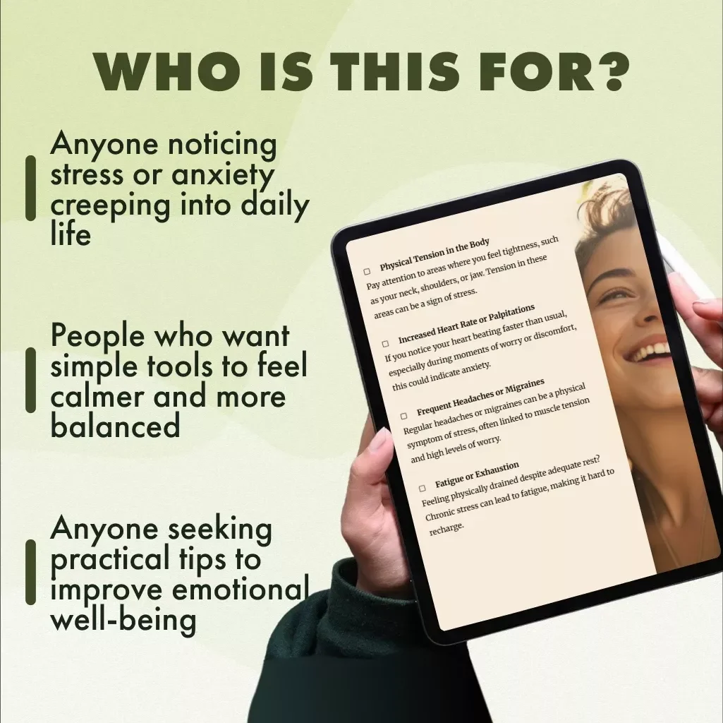Recognizing Stress and Anxiety Symptoms Checklist | Printable Mental Health Self-Care Guide | Digital Download