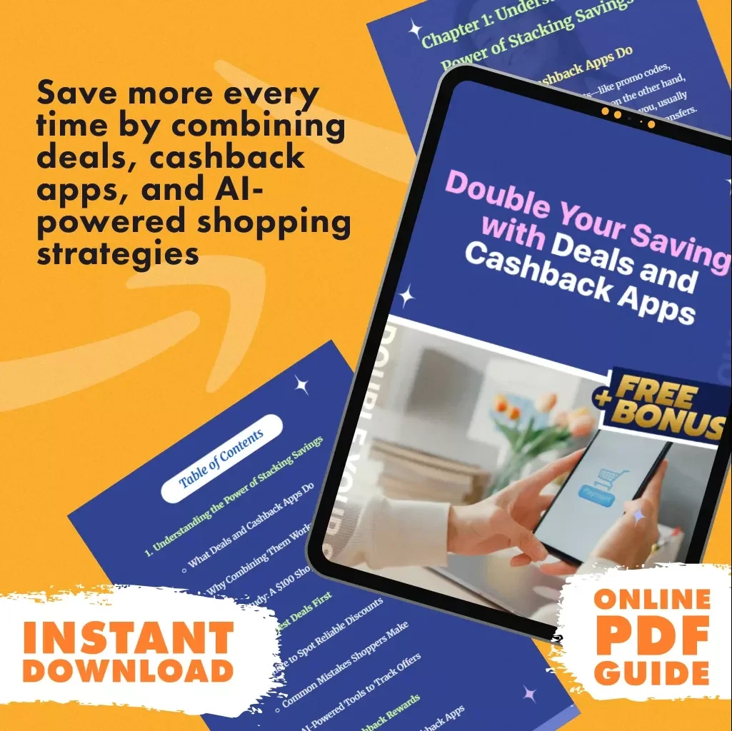 Double Your Savings with Deals and Cashback Apps | Digital Guide to Smart Shopping, eBook on How to Combine Deals and Cashback Apps, Budget-Friendly Download for Money Savers