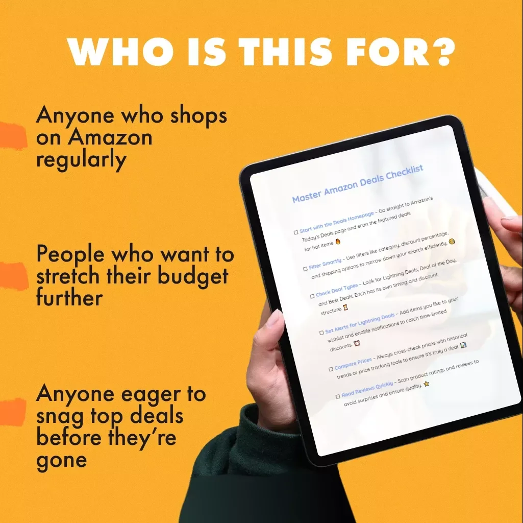 Master Amazon Deals Checklist | Digital Download | How to Use Amazon Today’s Deals Page Effectively | eBook & Printable Shopping Guide