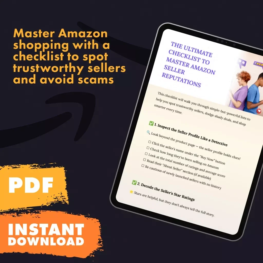 The Ultimate Checklist to Master Amazon Seller Reputations | Digital Download Guide | How to Check Seller Reputations Before Buying | Safe Shopping Checklist for Amazon Buyers