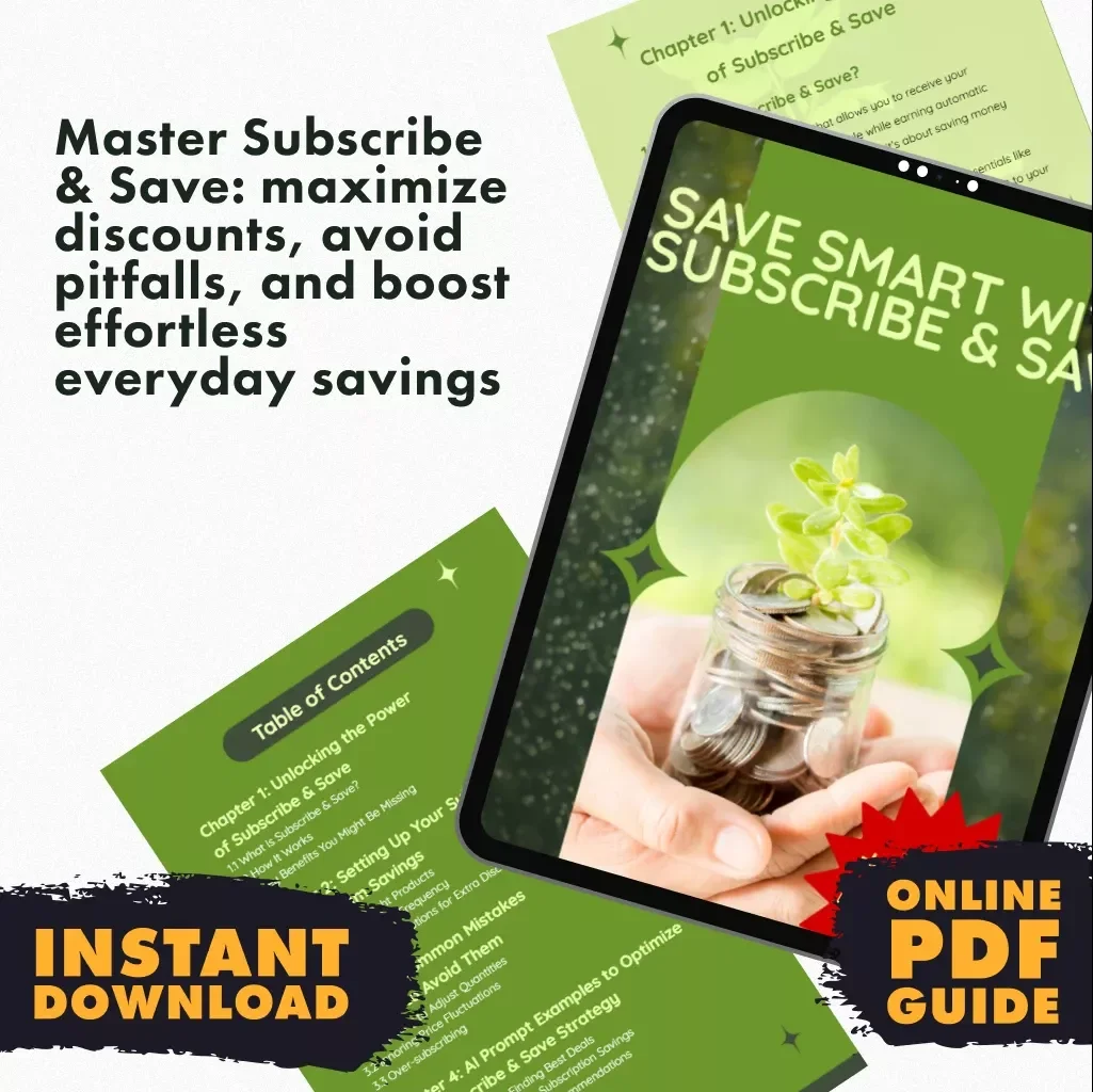 Save Smart with Subscribe & Save | Digital Guide on How to Use Subscribe & Save for Extra Savings | Money-Saving eBook & Checklist