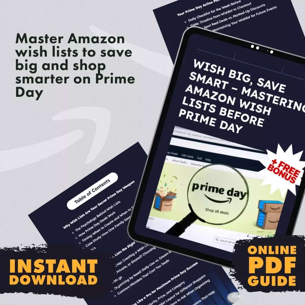 Wish Big, Save Smart – Mastering Amazon Wish Lists Before Prime Day | How to Create and Organize Wish Lists for Maximum Prime Day Deals | Digital Download Guide