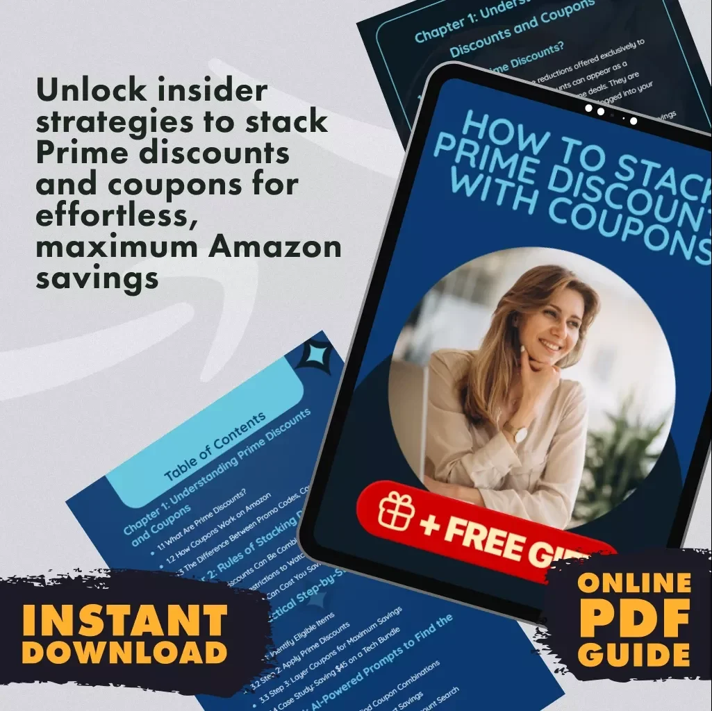 How to Stack Prime Discounts with Coupons | Digital Savings Guide for Amazon Shoppers, Coupon Stacking Strategies, eBook Download