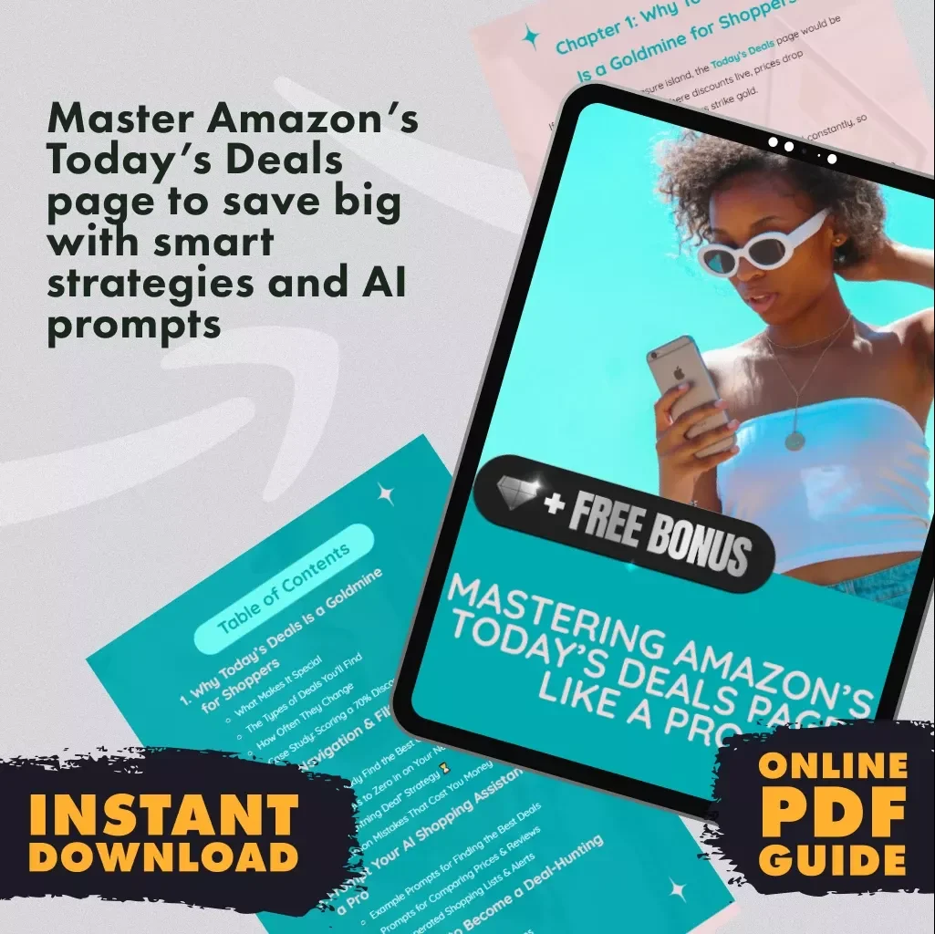 Mastering Amazon’s Today’s Deals Page Like a Pro | Digital Download Guide for Shoppers, eBook on How to Use Amazon’s Today’s Deals Page Like a Pro, Checklist for Saving Money on Lightning Deals