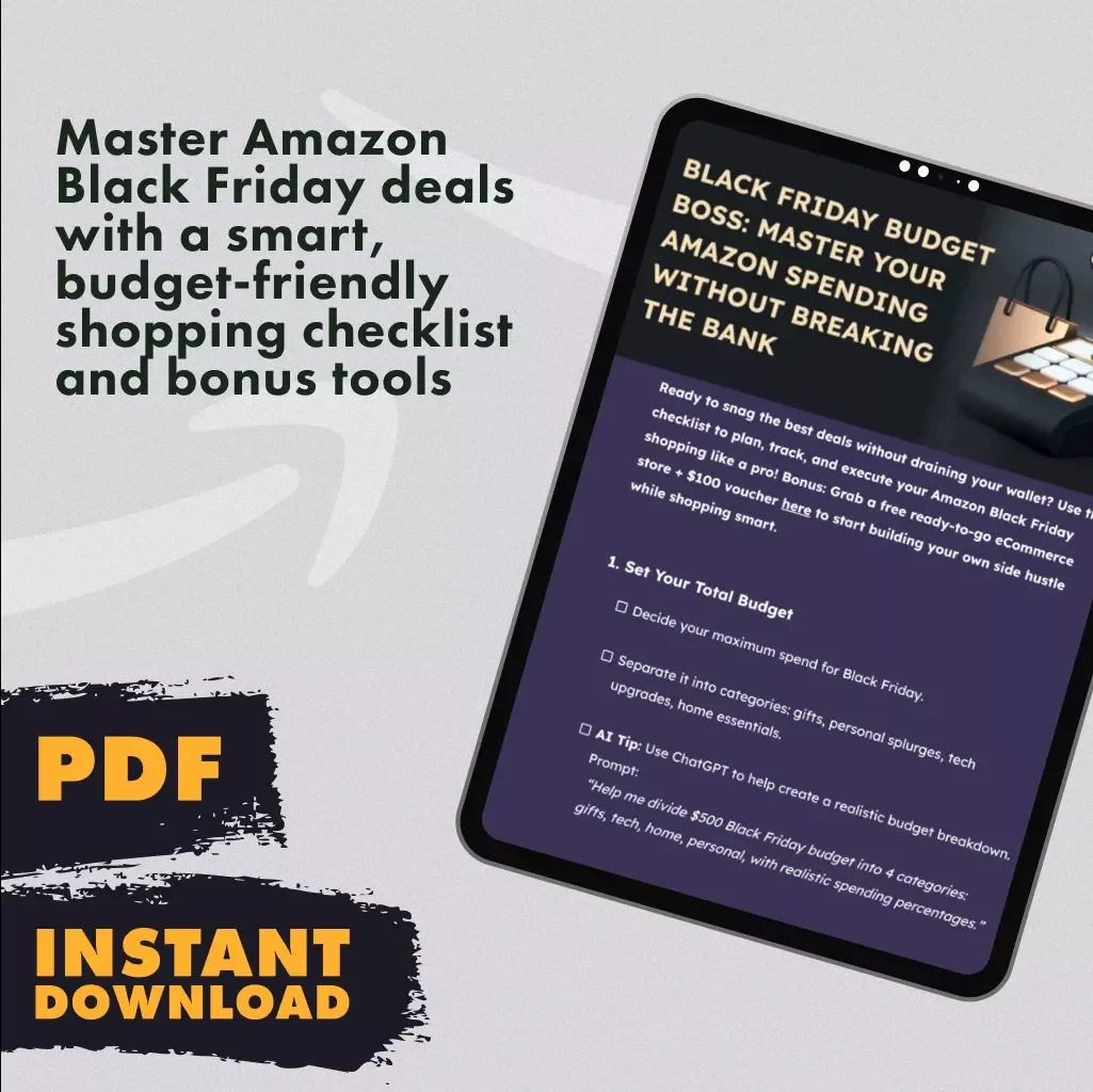 Black Friday Budget Boss: Master Your Amazon Spending Without Breaking the Bank | How to Budget for Black Friday Shopping on Amazon Checklist | Digital Download for Smart Holiday Savings