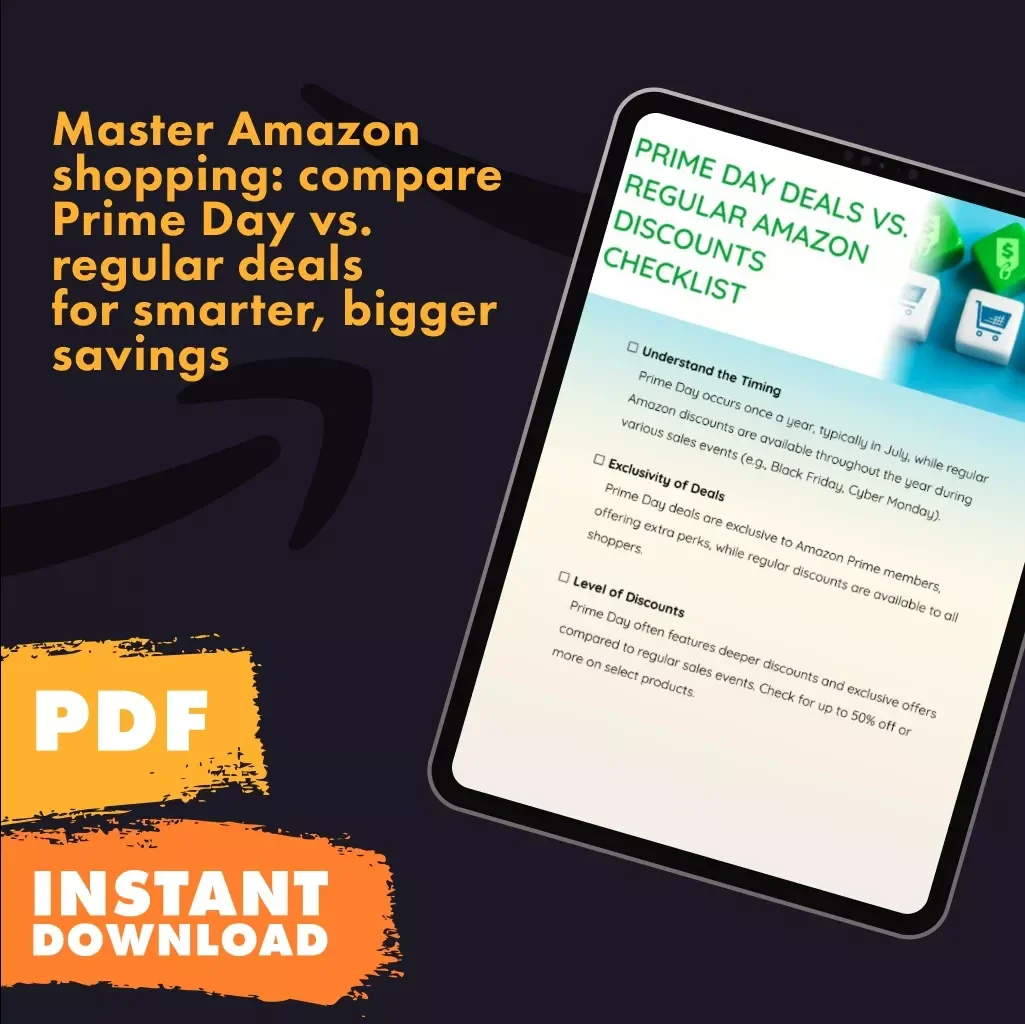 Prime Day Deals vs. Regular Amazon Discounts Checklist – Digital Download | How Prime Day Deals Differ from Regular Amazon Discounts | Shopping Comparison Guide & eCommerce Sale Planner