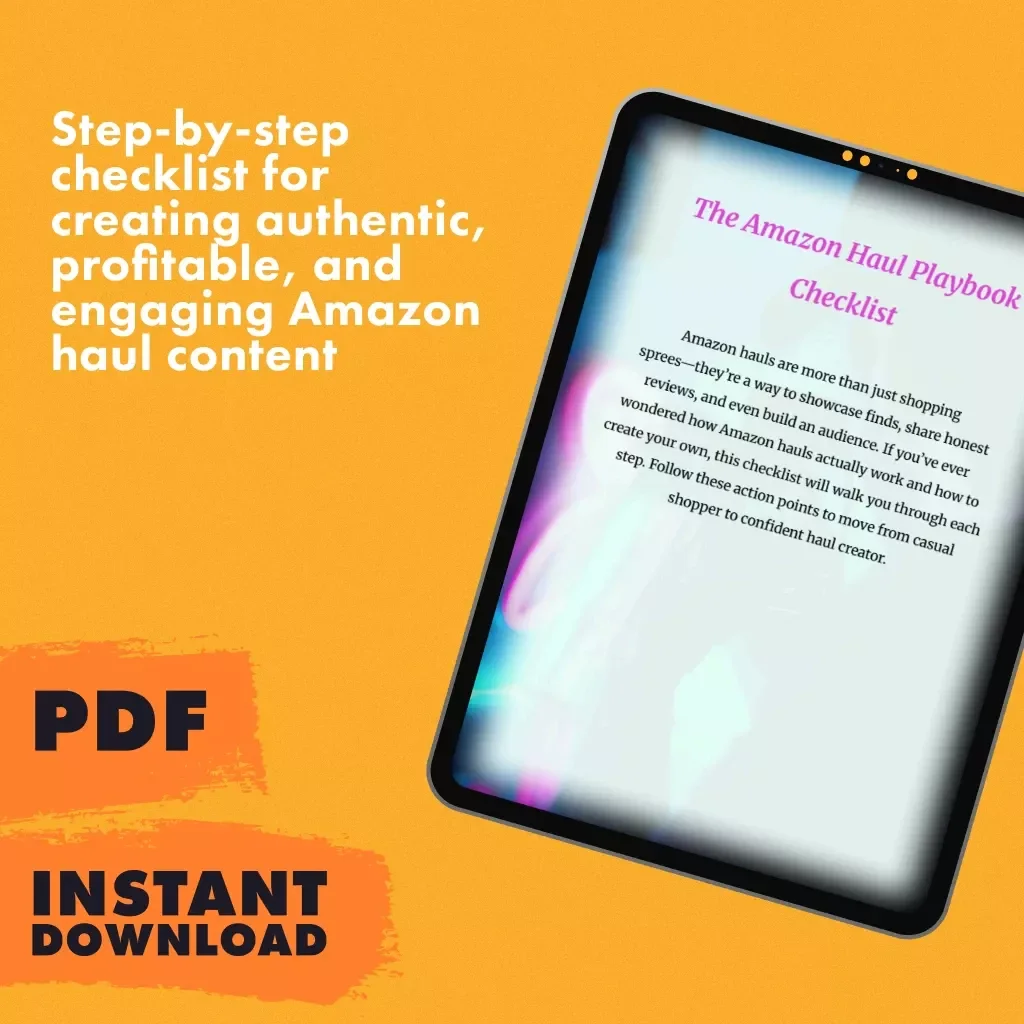 The Amazon Haul Playbook Checklist | Digital Download Guide for How Does Amazon Haul Work | Influencer Content Planning & Affiliate Strategy