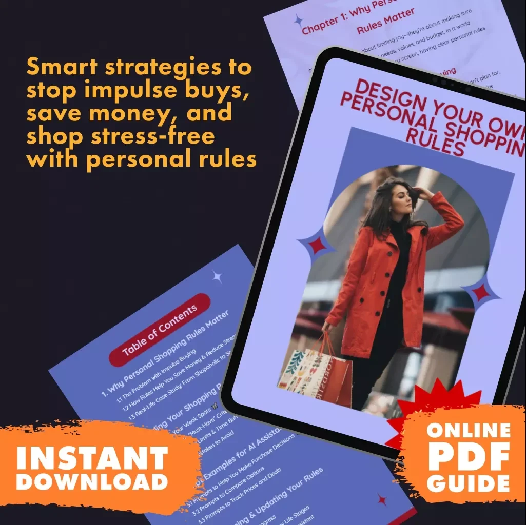 Design Your Own Personal Shopping Rules | Digital Guide for Smarter Spending, Budgeting, and Stress-Free Shopping Decisions | How to Design Personal Shopping Rules eBook & Checklist