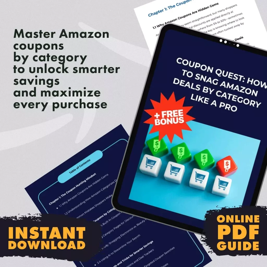 Coupon Quest: How to Snag Amazon Deals by Category Like a Pro | Digital Guide on How to Find Amazon Coupons for Specific Categories | eBook for Smart Online Shoppers