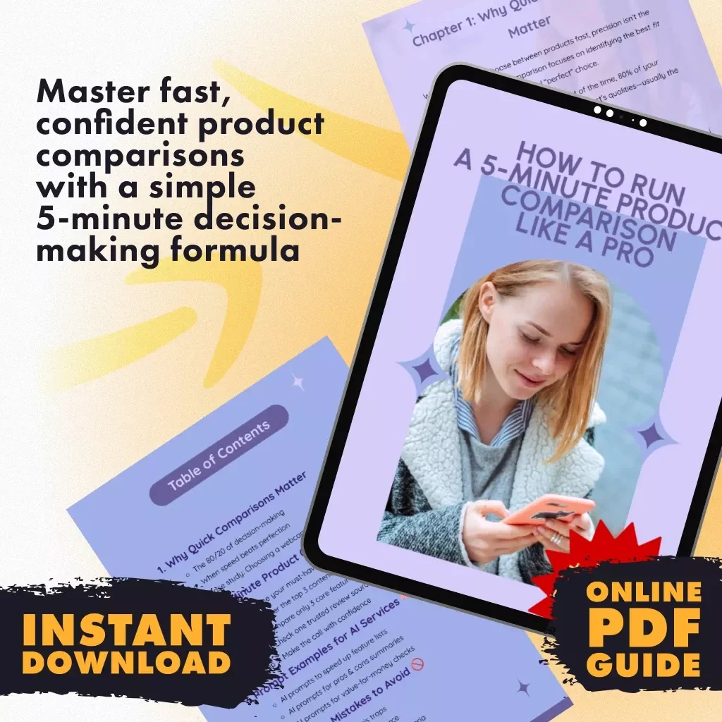 How to Run a 5-Minute Product Comparison Like a Pro | Quick Decision-Making Guide for Shoppers, Entrepreneurs & Smart Buyers | Digital Download eBook & Checklist