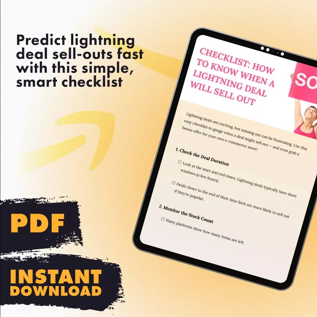 Checklist: How to Know When a Lightning Deal Will Sell Out | Digital Download eBook Guide for Shoppers & Sellers | Instant PDF Download