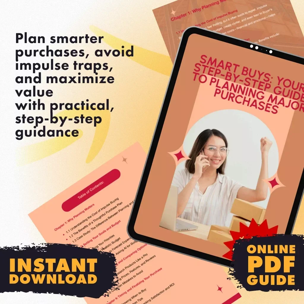 Smart Buys: Your Step-by-Step Guide to Planning Major Purchases | Digital Download eBook, Budget Planning Guide, How to Plan Major Purchases Checklist