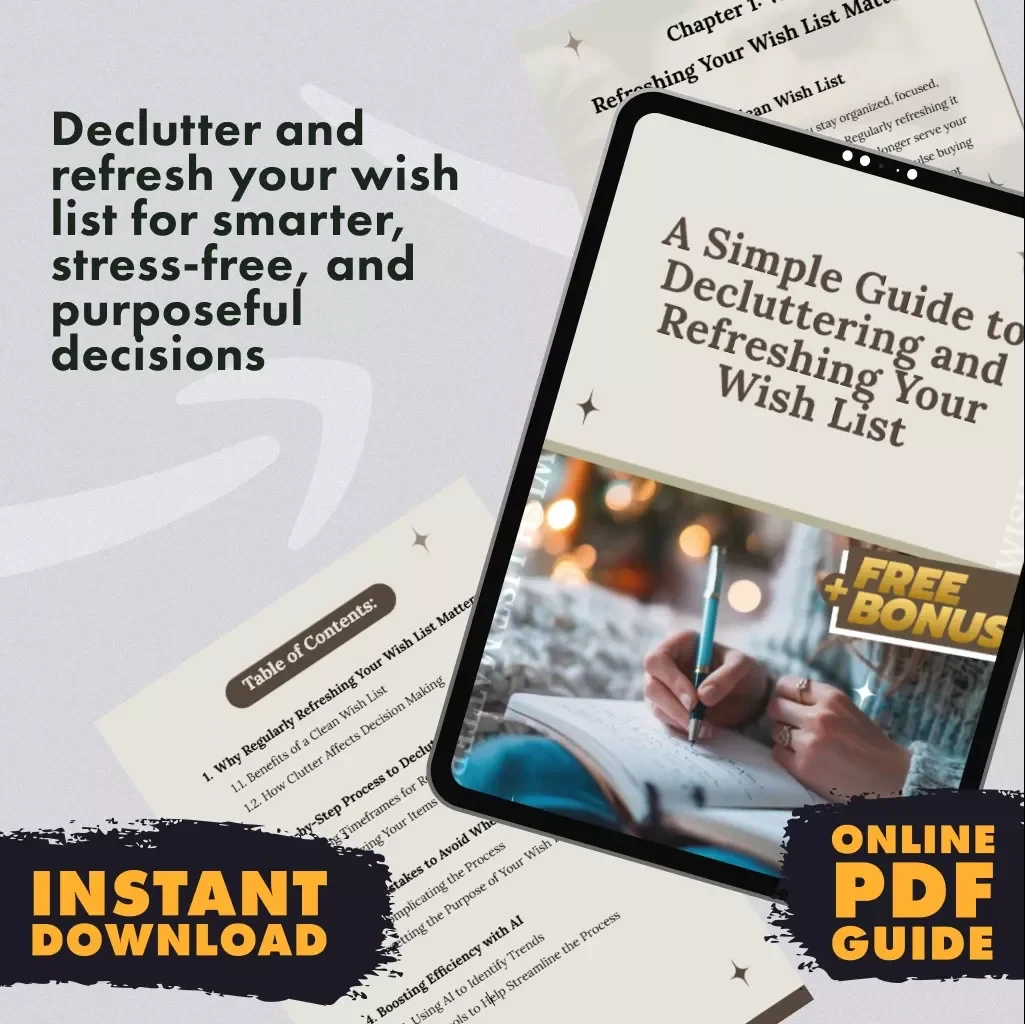 A Simple Guide to Decluttering and Refreshing Your Wish List | Digital Download | eBook on How to Declutter and Refresh Your Wish List Regularly | Minimalist Productivity Guide