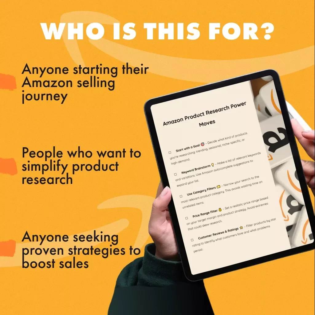 Amazon Product Research Power Moves | Printable Digital Checklist for Amazon Sellers | How to Research Products Using Amazon Filters and Search Tools | eBook Style Download