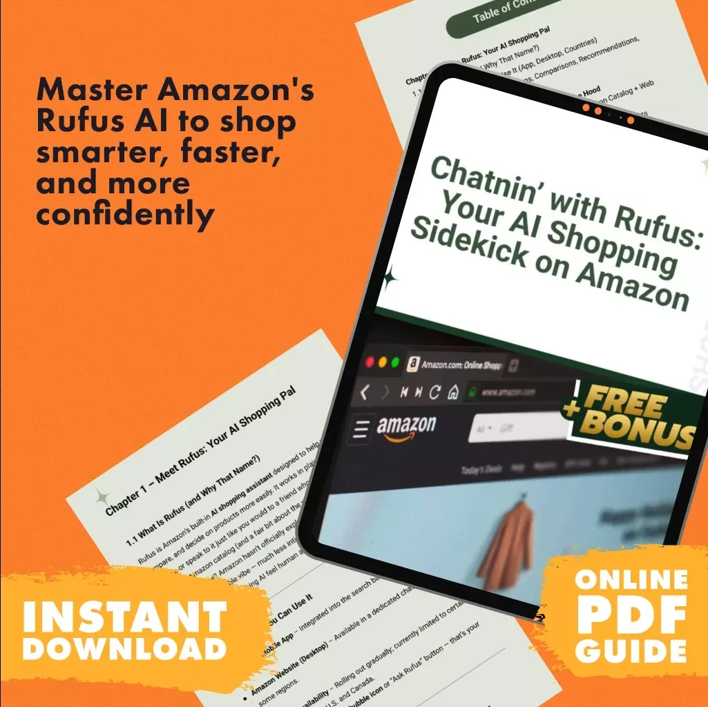 Chatnin’ with Rufus: Your AI Shopping Sidekick on Amazon – eBook Guide to What is Rufus Amazon AI Shopping Assistant | Digital Download, PDF, AI Buyer’s Companion, eCommerce Tool