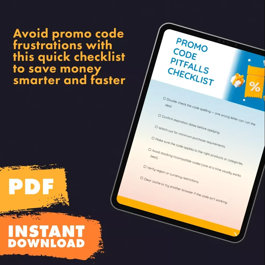 Promo Code Pitfalls Checklist | How to Avoid Common Promo Code Mistakes and Errors | Digital Download Printable Guide