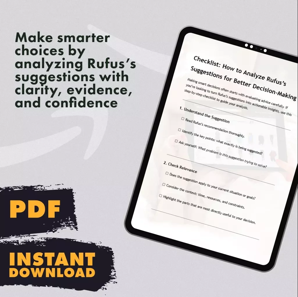 Checklist: How to Analyze Rufus’s Suggestions for Better Decision-Making | Digital Download Guide for Smarter Choices, Personal Growth & Goal Alignment