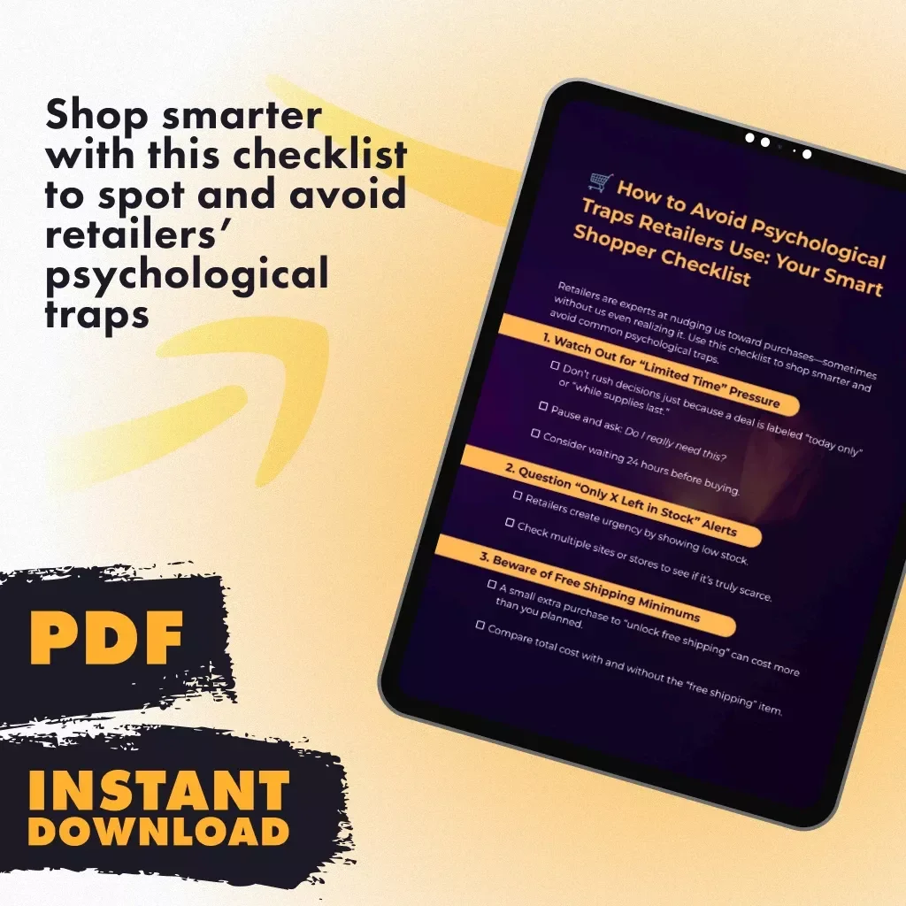 How to Avoid Psychological Traps Retailers Use: Your Smart Shopper Checklist | Digital Download | eBook Guide for Smarter Shopping | Printable PDF