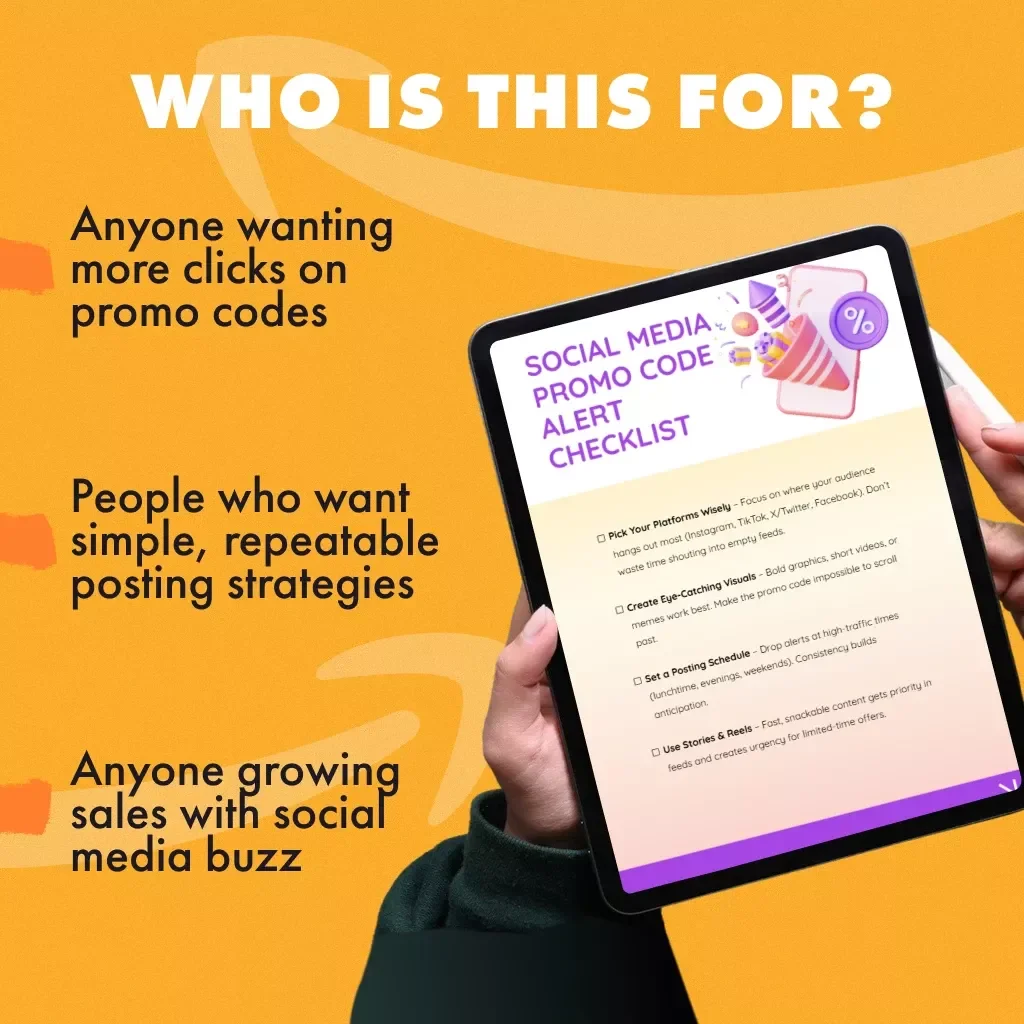 Social Media Promo Code Alert Checklist | Digital Download Guide for How to Use Social Media for Promo Code Alerts (Instagram, TikTok, Twitter/X, Facebook Marketing)