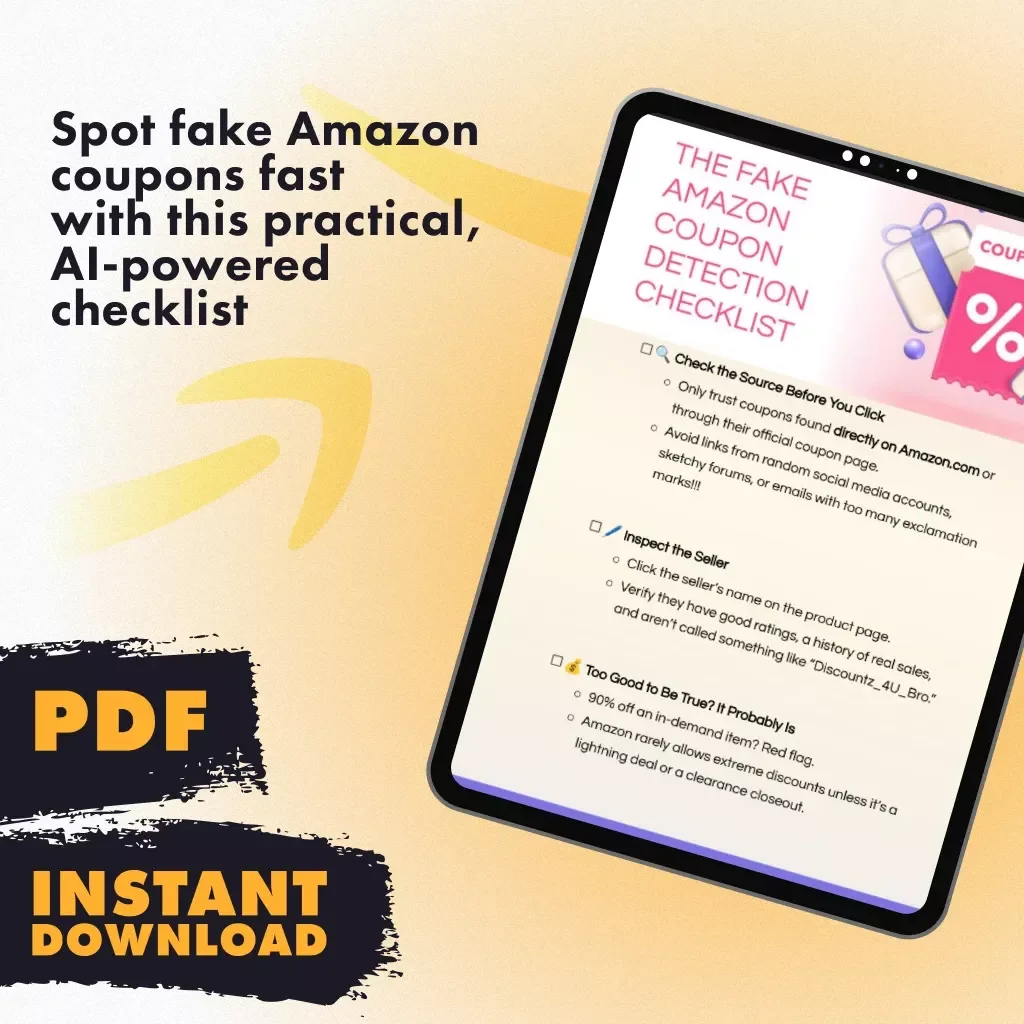 The Fake Amazon Coupon Detection Checklist | Digital Download | How to Identify Fake Amazon Coupons | Online Safety Guide