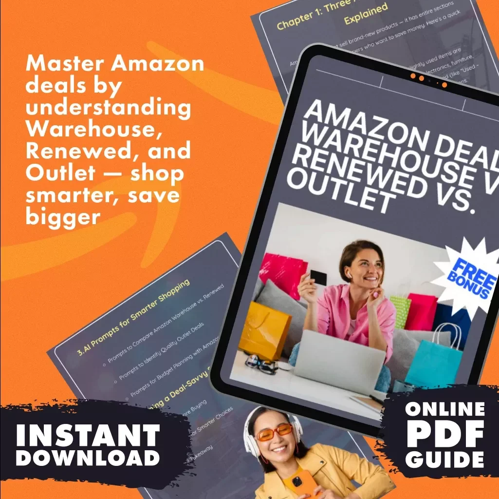 Amazon Deals: Warehouse vs. Renewed vs. Outlet – Digital Guide for Smart Shoppers | How Amazon Warehouse Differs from Amazon Renewed and Outlet | Deal-Savvy Checklist + AI Prompts