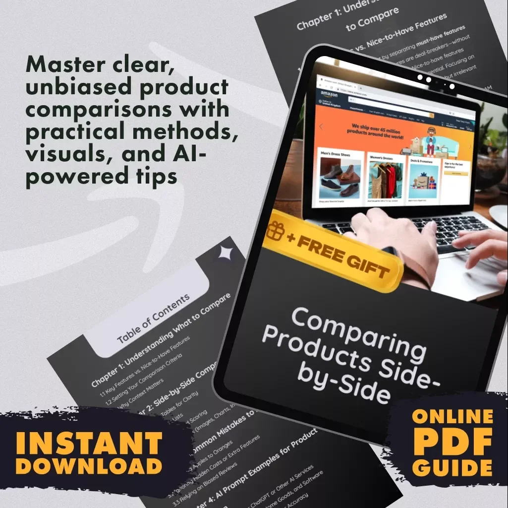 Comparing Products Side-by-Side Guide | How to Compare Similar Products Side-by-Side | Digital Download eBook for Smarter Shopping & Decision-Making