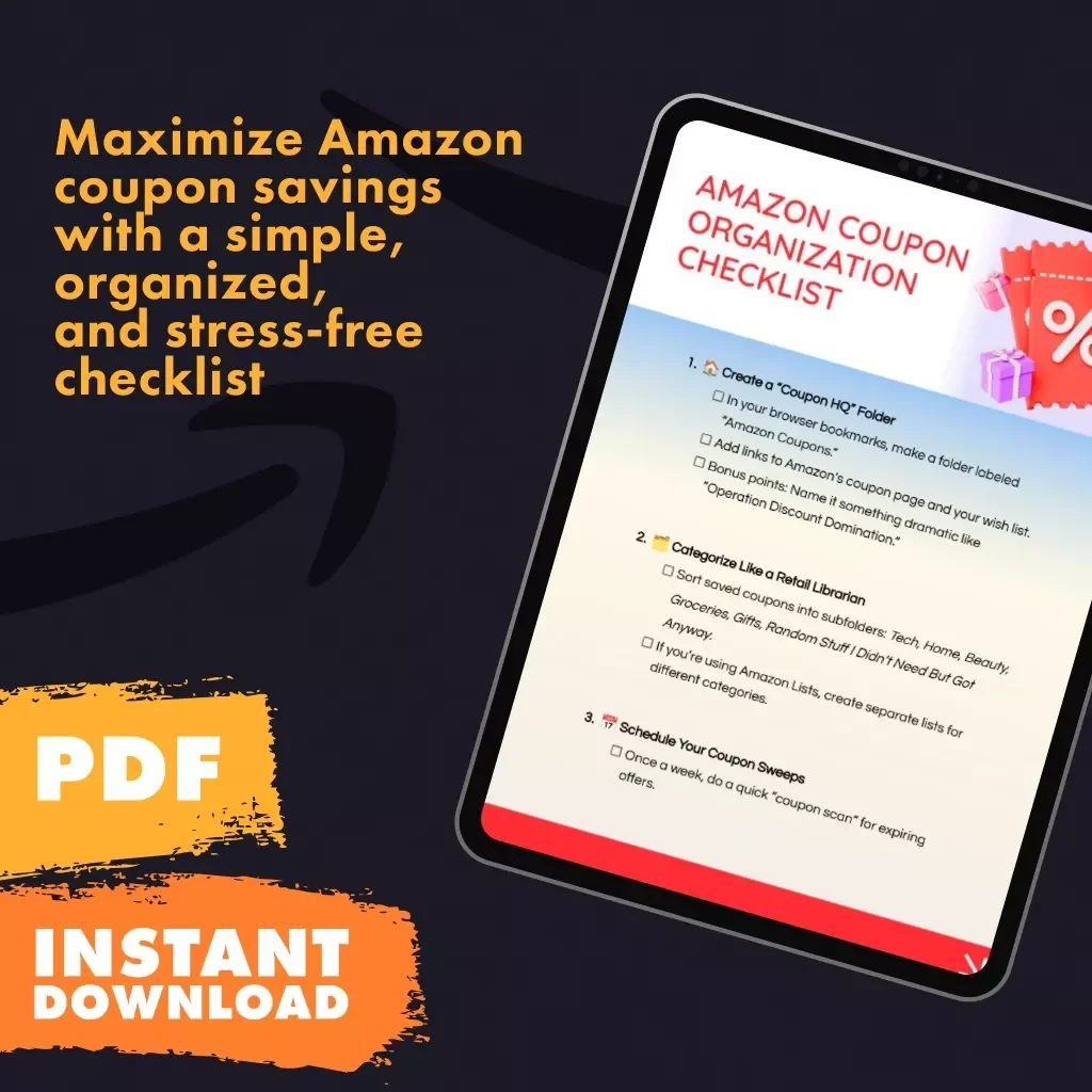 Amazon Coupon Organization Checklist | Digital Download Guide | How to Organize Your Amazon Coupons for Maximum Savings
