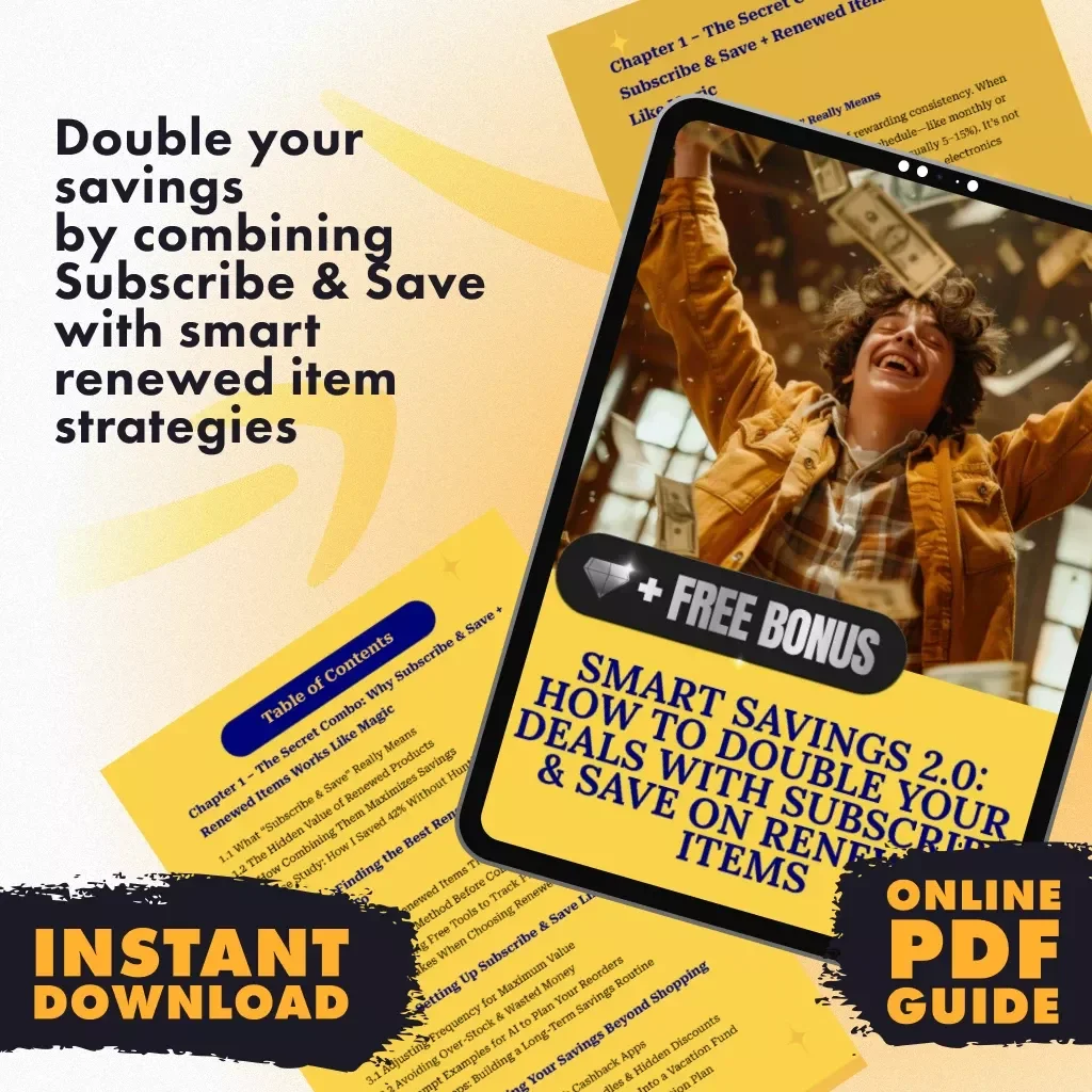 Smart Savings 2.0: How to Double Your Deals with Subscribe & Save on Renewed Items | Digital Guide for How to Get Extra Savings Using Subscribe & Save on Renewed Items | Budget Hacks eBook & Checklist