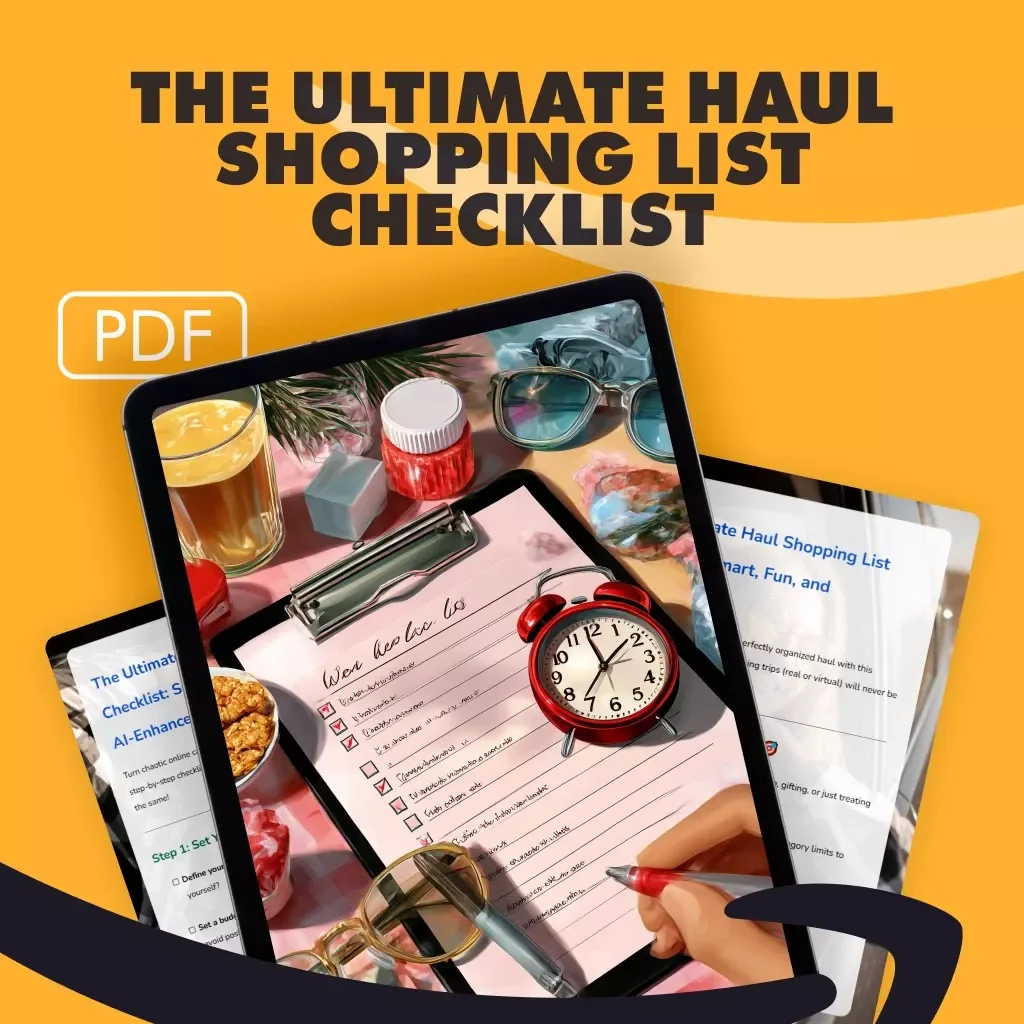The Ultimate Haul Shopping List Checklist: Smart, Fun, and AI-Enhanced | Digital Download eBook & Printable Guide | How to Organize Your Haul Shopping List for Amazon, Fashion, Beauty & More