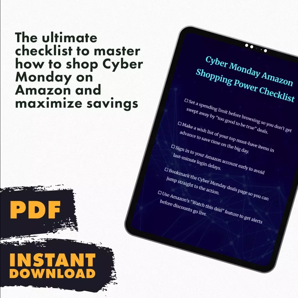Cyber Monday Amazon Shopping Power Checklist | Digital Download Guide for How to Shop Cyber Monday on Amazon Like a Pro
