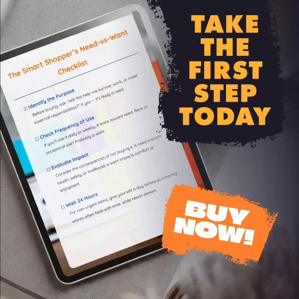 The Smart Shopper’s Need-vs-Want Checklist | Digital Download Guide | How to Prioritize Purchases: Need vs Want | Budgeting & Money Management Printable