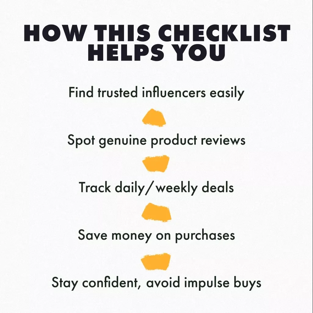 Checklist: Following Amazon Influencers for the Best Deals | Digital Download Guide for Smart Shoppers, eCommerce Savvy Buyers, and Online Deal Hunters