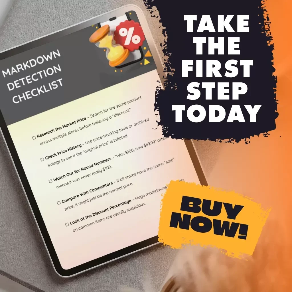 Markdown Detection Checklist | Digital Download Guide to How to Spot True Markdowns vs Fake “Original Price” Tricks | eBook PDF for Smart Shoppers & Deal Hunters