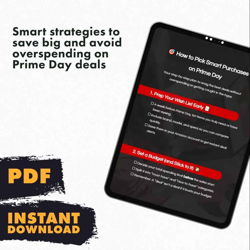 How to Pick Smart Purchases on Prime Day | Printable Digital Checklist, Budget & Shopping Guide for Amazon Prime Day Deals | Instant Download