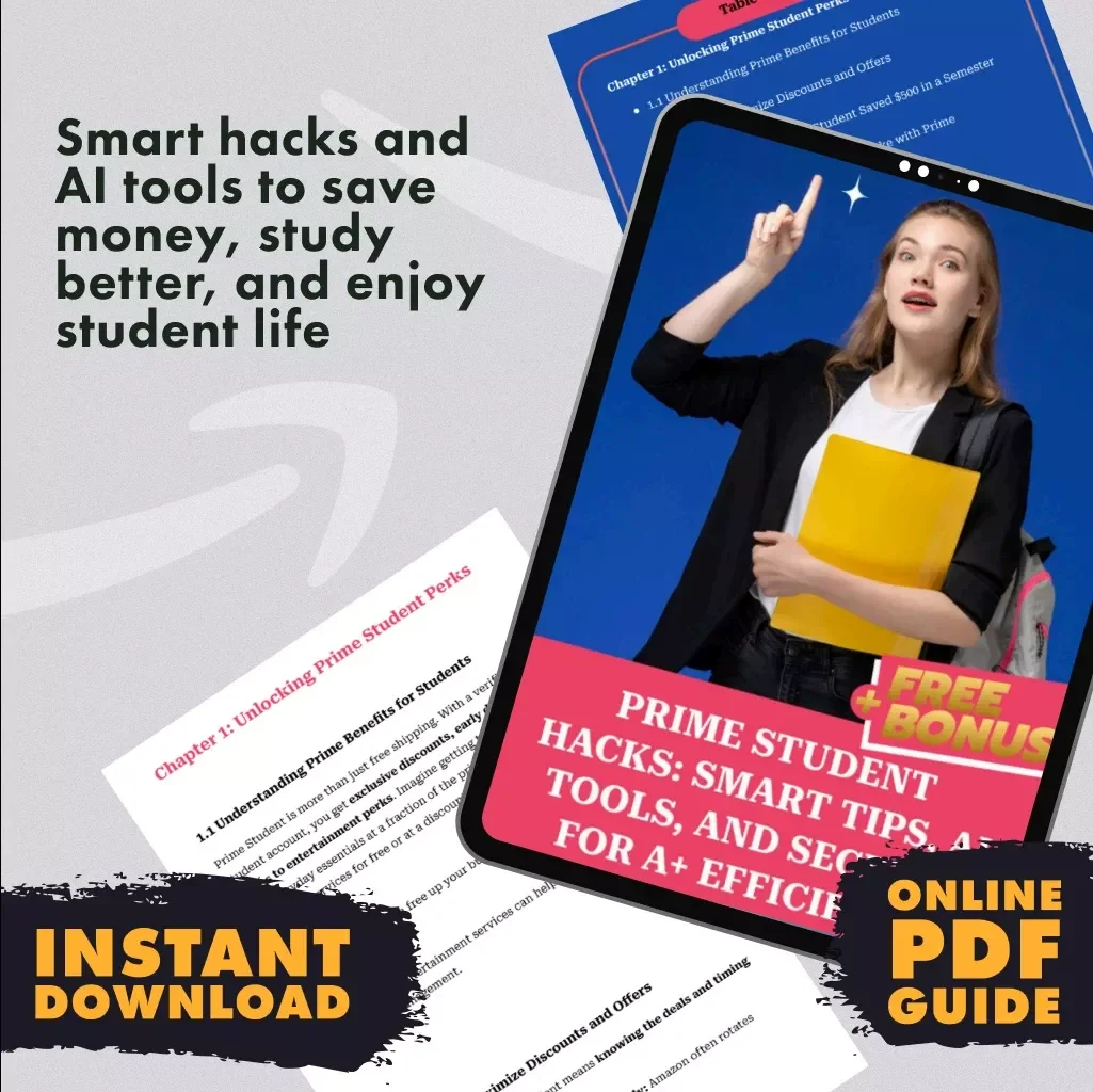 Prime Student Hacks: Smart Tips, AI Tools, and Secrets for A+ Efficiency | College Guide, Budget Hacks, Study Productivity & Digital Download
