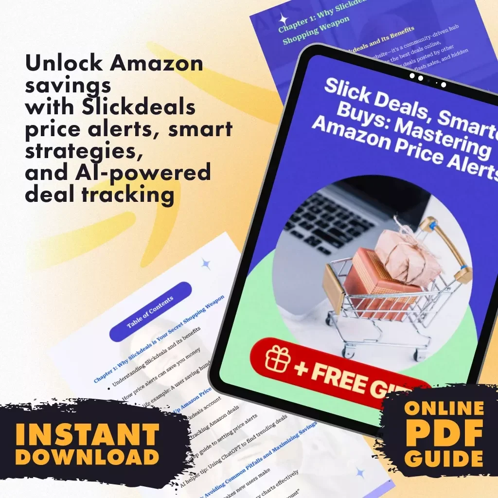 Slick Deals, Smarter Buys: Mastering Amazon Price Alerts | How to Use Slickdeals for Amazon Price Alerts | Digital Guide, eBook & Checklist for Smart Shoppers