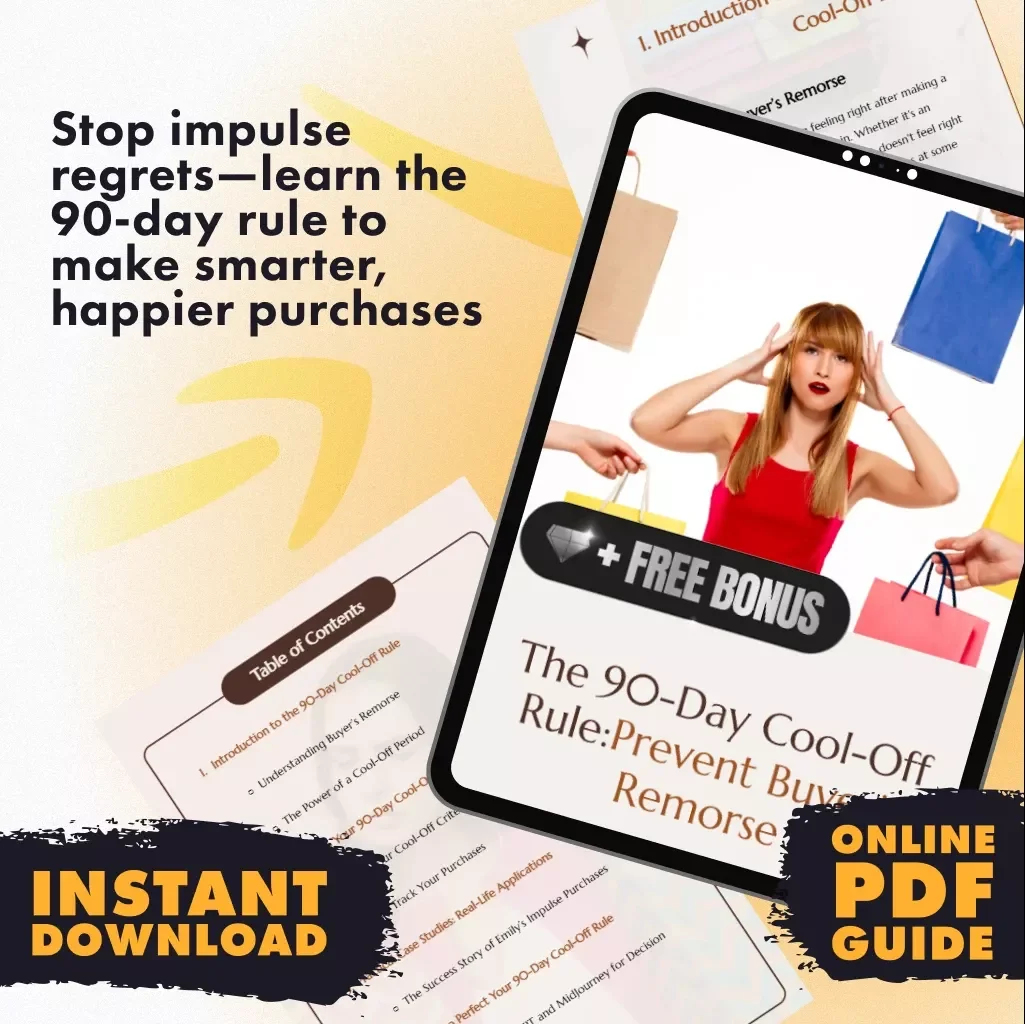 The 90-Day Cool-Off Rule: Prevent Buyer’s Remorse | Guide on How to Build a 90-Day “Cool-Off” Rule for Smarter Spending & Better Decisions | Digital Download eBook & Checklist
