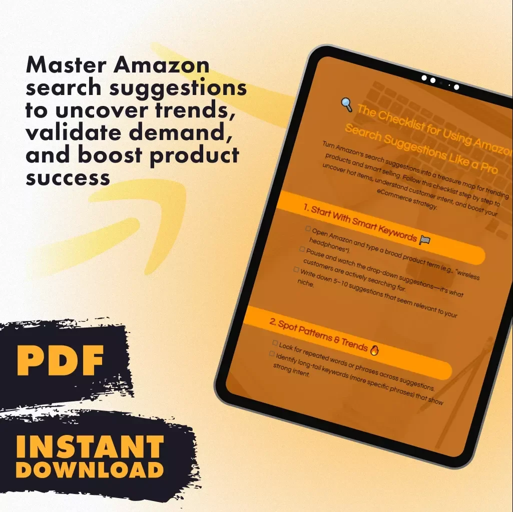 The Checklist for Using Amazon Search Suggestions Like a Pro | Keyword Research Guide | Digital Download Checklist for Sellers, eBook for Entrepreneurs, How to Use Amazon Search Suggestions