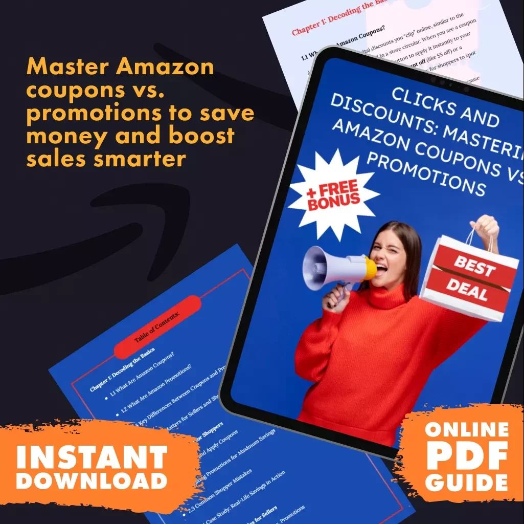 Clicks and Discounts: Mastering Amazon Coupons vs. Promotions | Understanding Amazon's Coupon vs. Promotion Guide for Shoppers & Sellers | Digital Download eBook