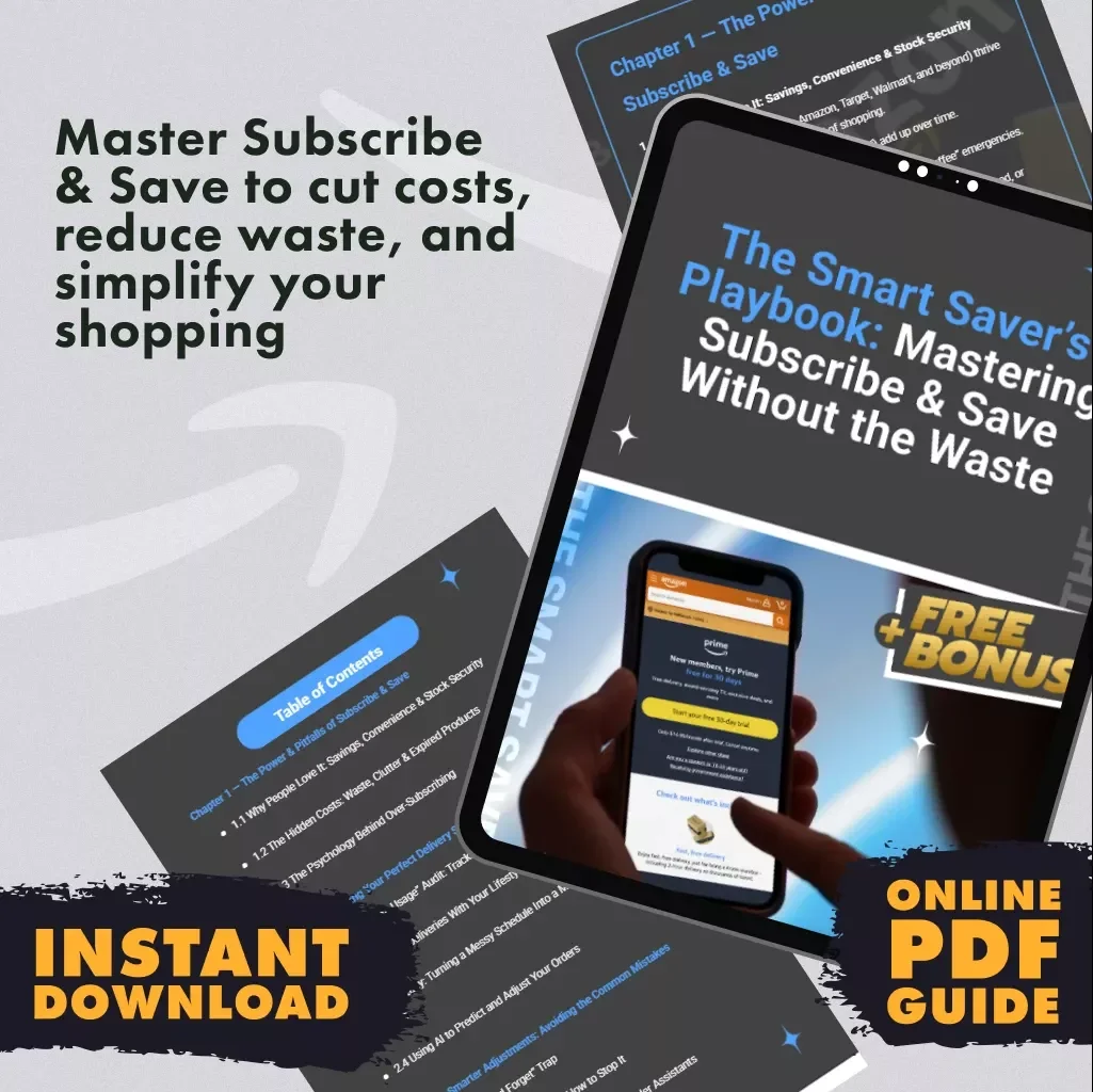 The Smart Saver’s Playbook: Mastering Subscribe & Save Without the Waste | Digital Guide for Smarter Shopping, Optimize Subscribe & Save Schedules, Save Money & Cut Clutter | eBook & Checklist Download