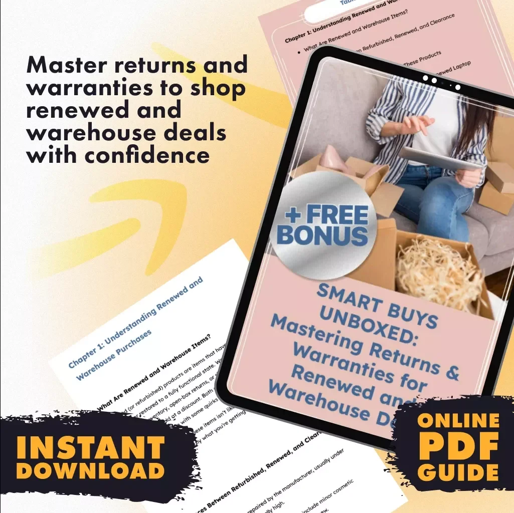 Smart Buys Unboxed: Mastering Returns & Warranties for Renewed and Warehouse Deals | Digital Guide | eBook on Return and Warranty Rules for Renewed/Warehouse Buys | Printable Checklist & Resource